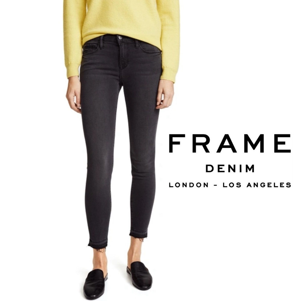 FRAME Denim Le Skinny De Jeanne Crop Jeans Vintage Black Size 28
